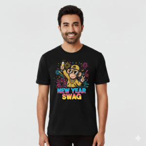 New Year Swag – Funky Party Graphic T-Shirt